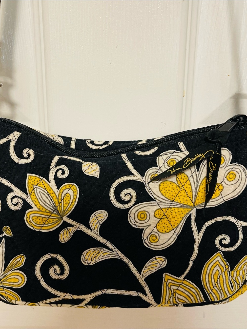 Vera Bradley Black and Yellow Floral Shoulder Bag